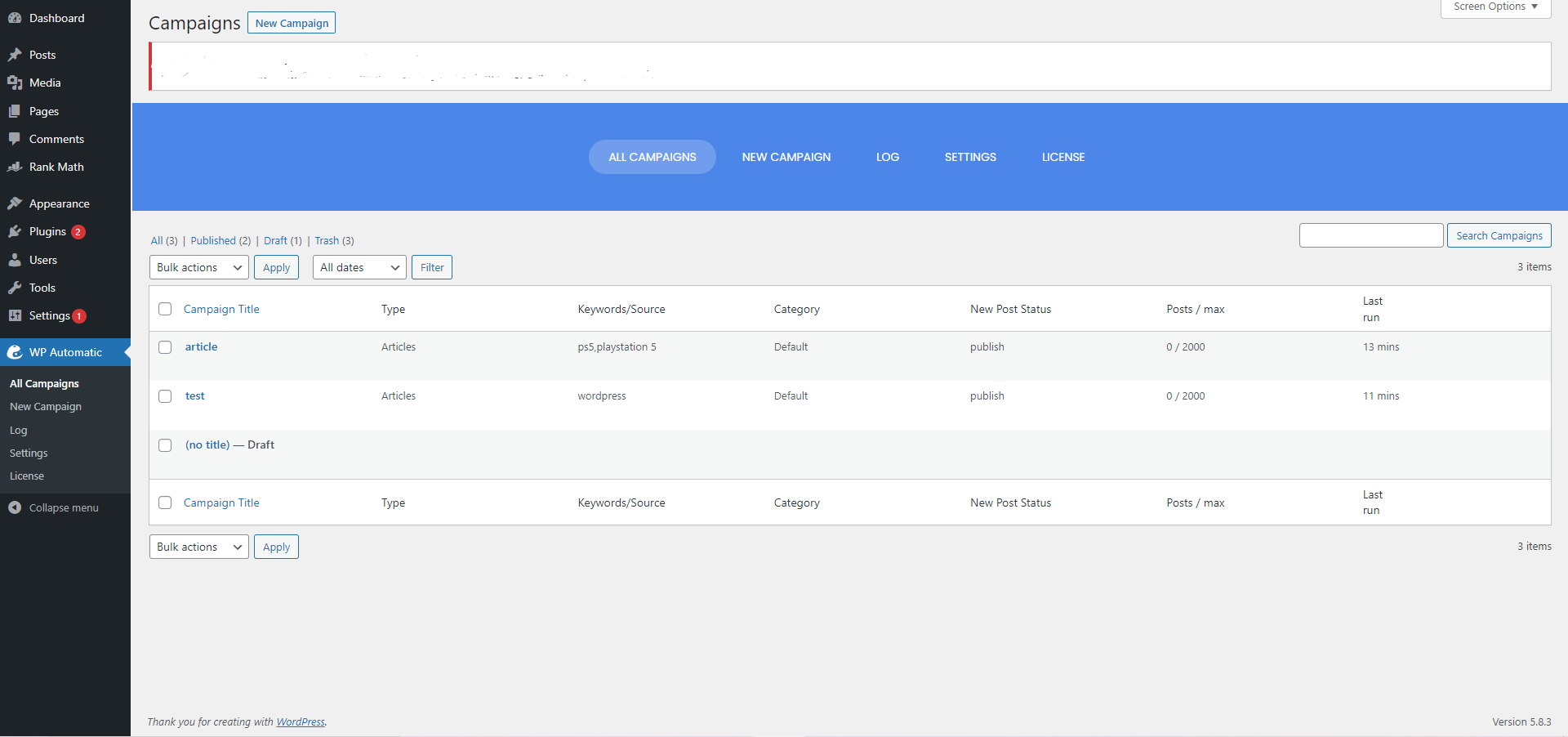 screenshot of WP Automatic